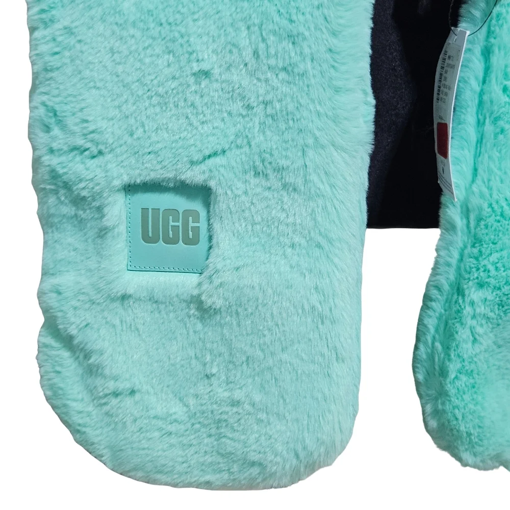 UGG Scarf Emerald Faux Fur Plush Cottagecore Winter Fall Outdoor Cozy Logo Gift